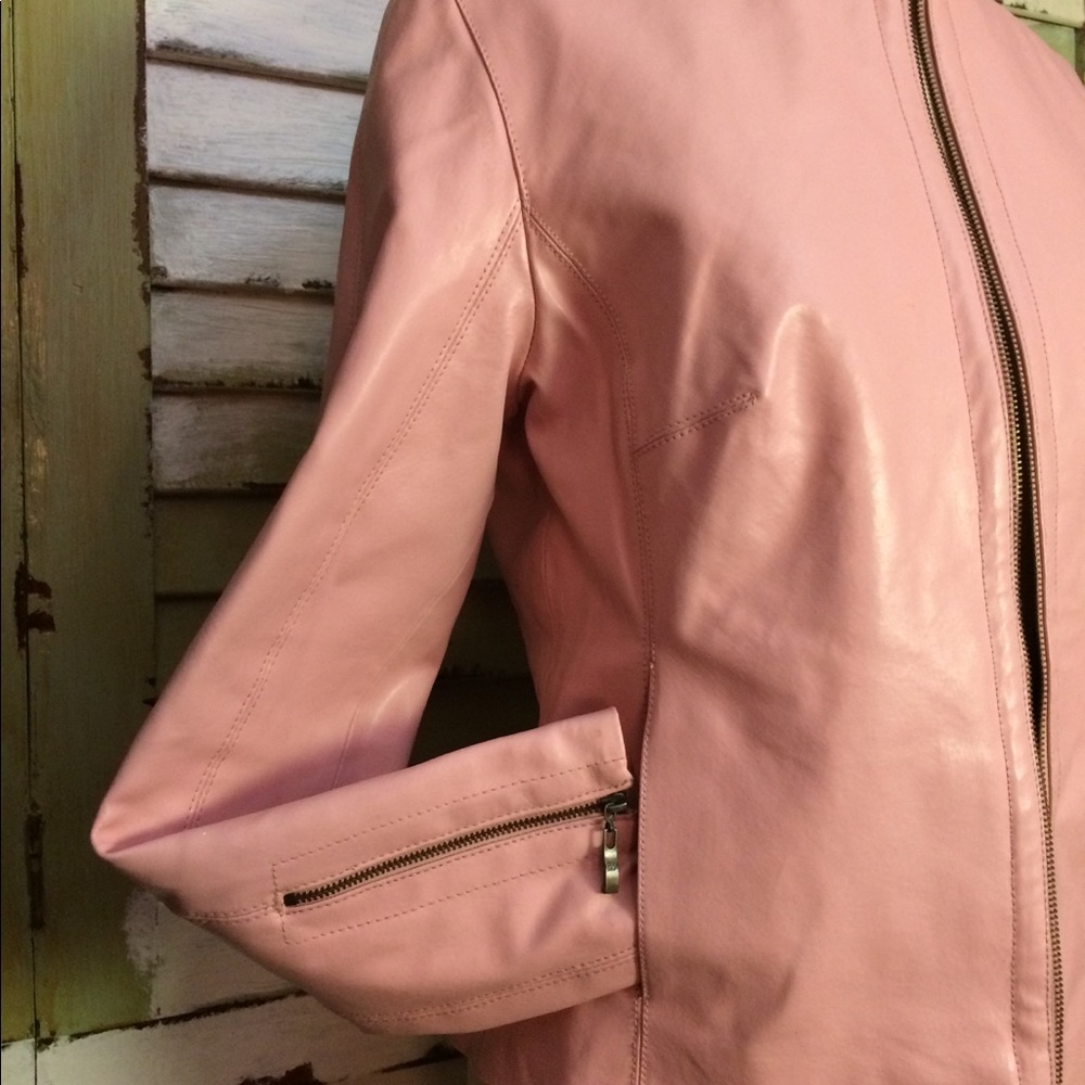 Pink leather jacket medium